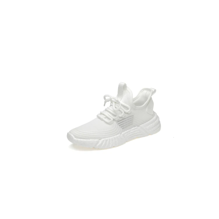 

New women's sports shoes breathable white flying mesh shoes popcorn soft sole running travel shoes, Black white