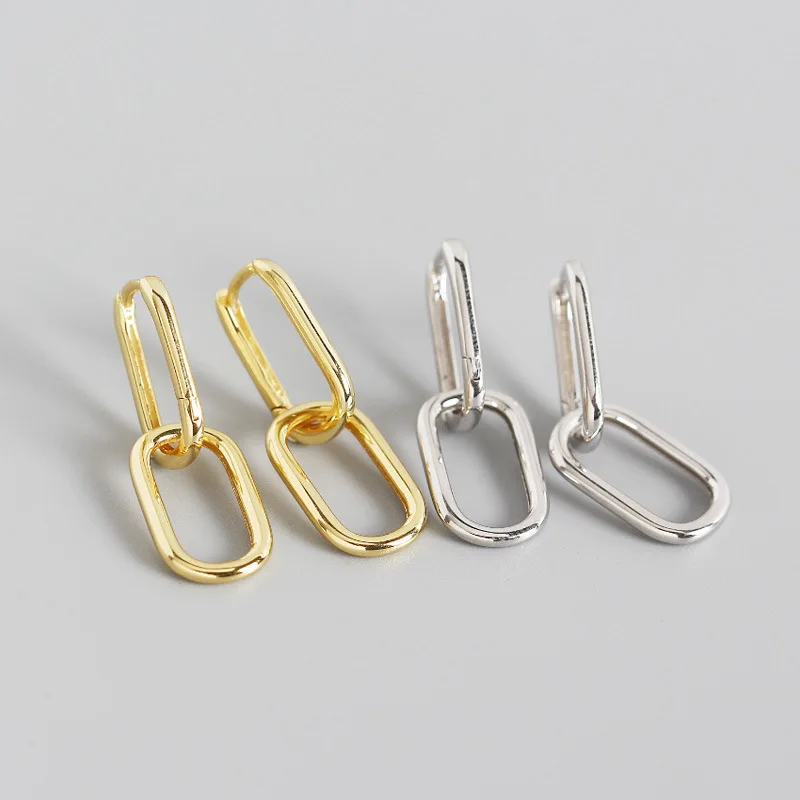 

S925 silver plated U shape hoops minimalist women earrings geometric jewelry double thick irregular U shape earrings, Gold\silver