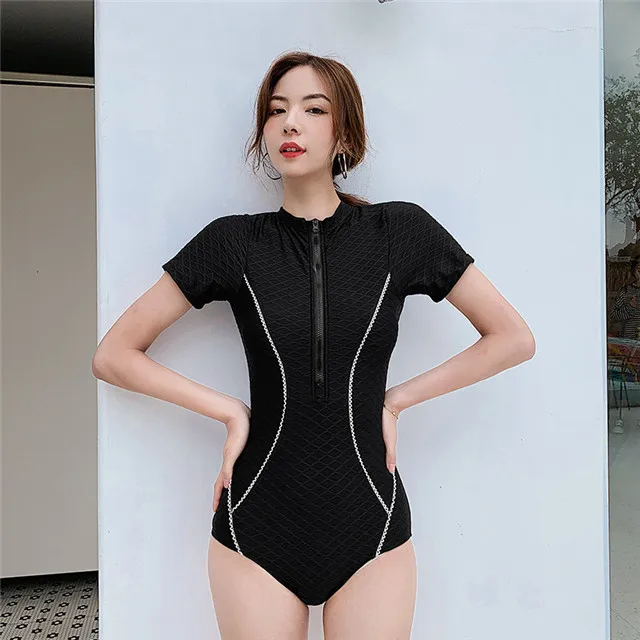 

2021 New Fashion Cover Belly Slim Sexy One-piece Conservative Swimsuit Female Hot Spring Bodysuit, Picture color