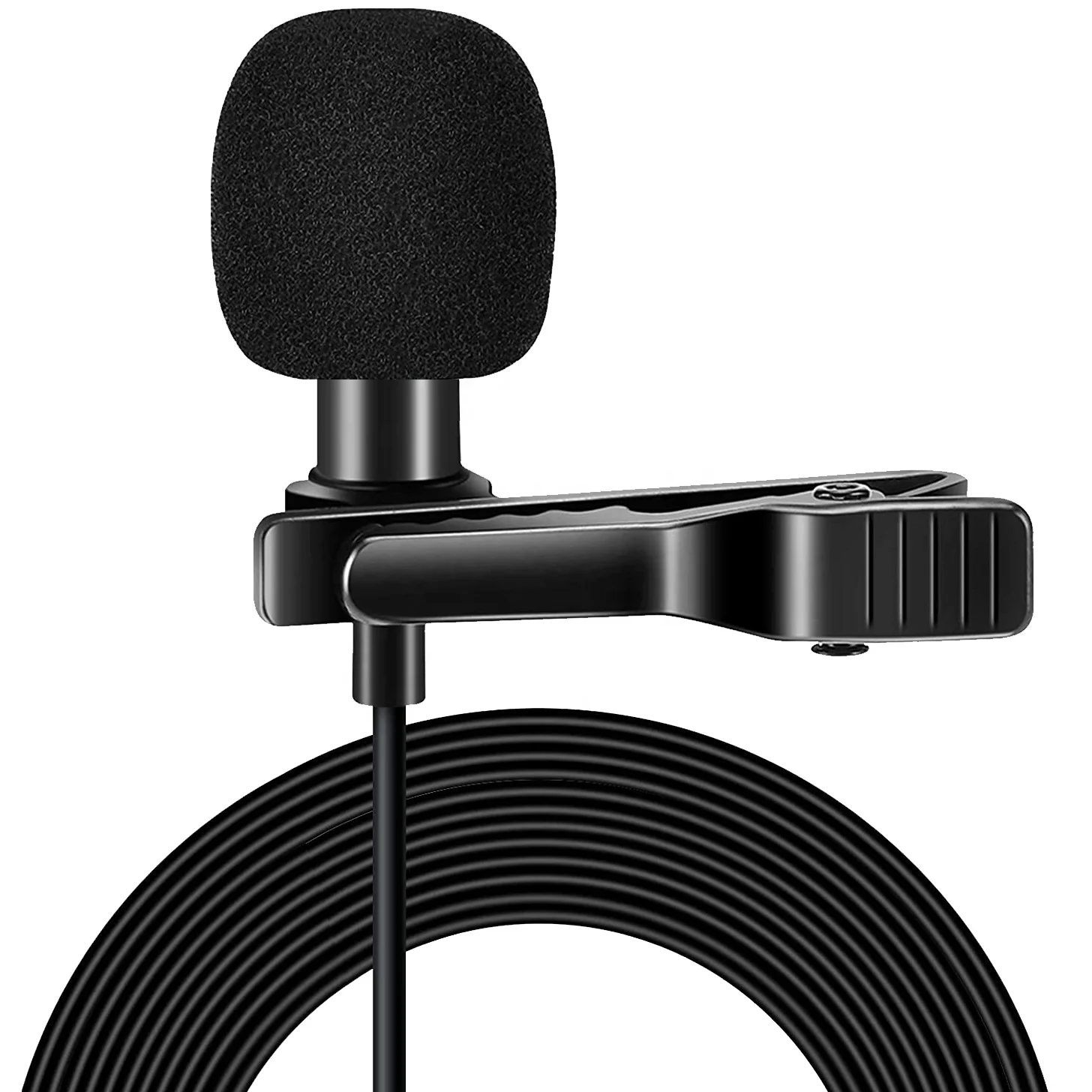 

Wik-AT noise canceling condenser recording studio lapel lavalier usb clip microphone collar mic for computer laptop, Black
