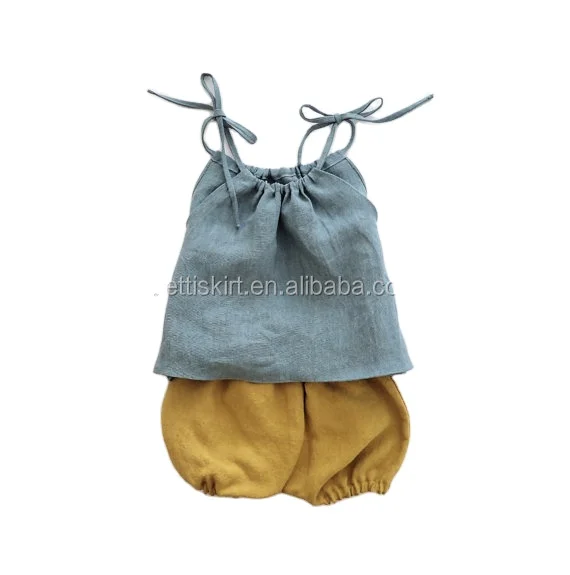 

New Baby Kids Wear Clothing Outfits Baby Linen Infant Sleeveless Baby Clothes Sets, Picture shows