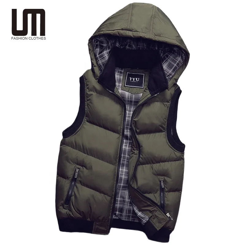 OEM ODM Custom Logo Wholesale Autumn Winter Men Clothing Thick Warm Sleeveless Hoodie Vest Windbreak Jacket Waistcoats