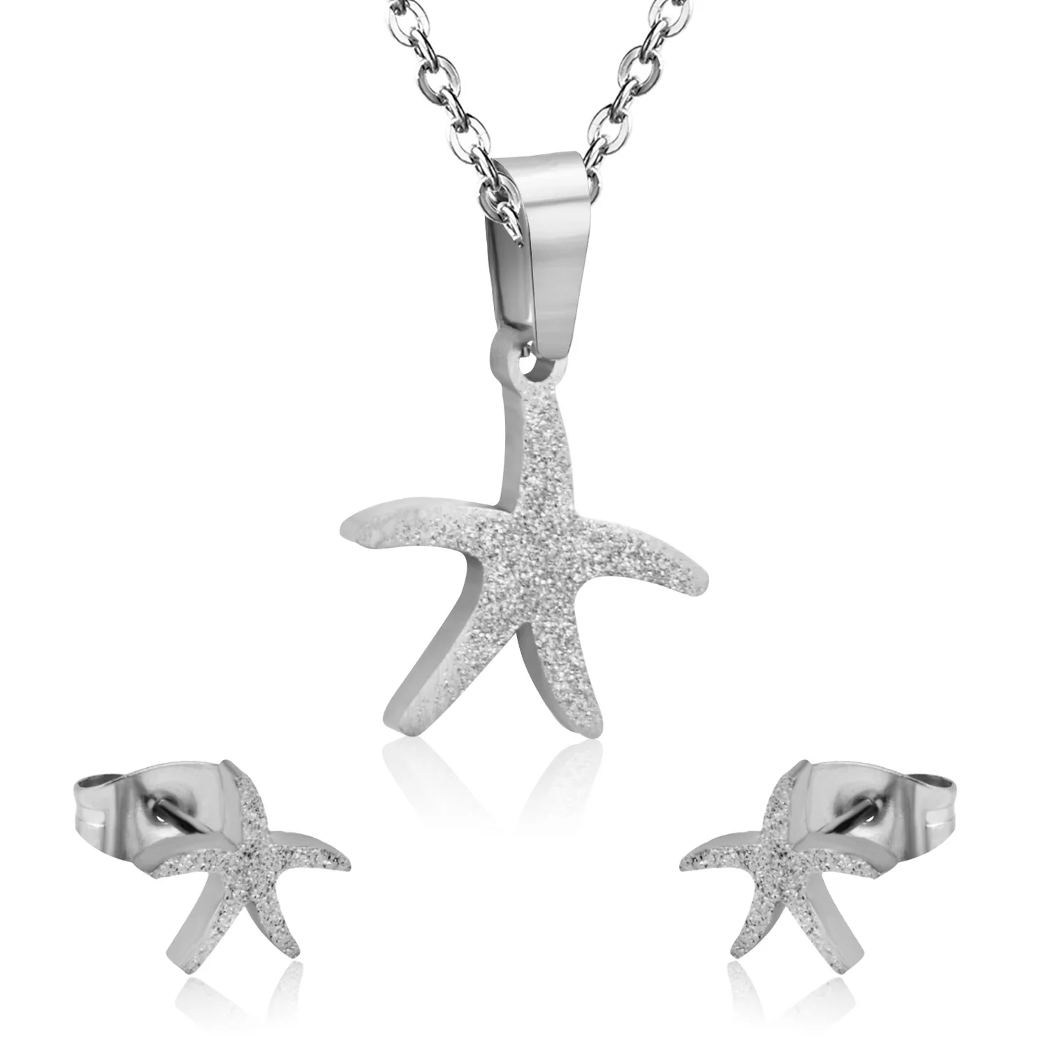 

Simple fashion New Frosted earring temperament small starfish necklace