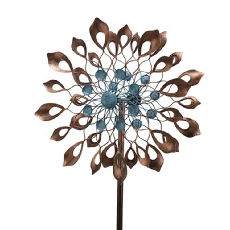 

Hourpark High-quality lawn ornament wind sculptures Bronze and blue wind spinners for outdoor