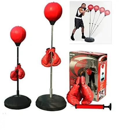 

Freestanding Boxing Reflex Ball Punch Bag with Gloves Hand Pump Adjustable Height, Red/black/oem