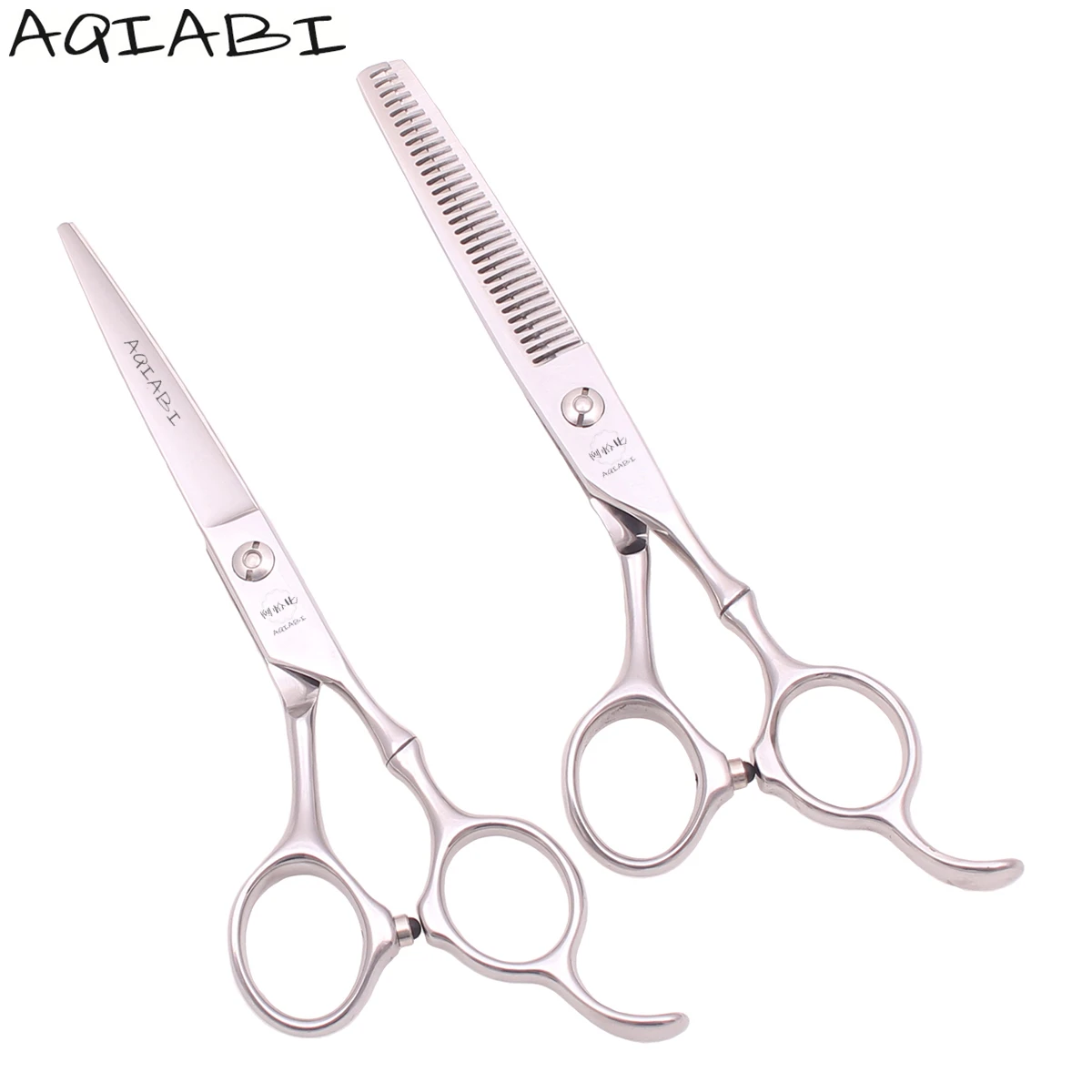 

Silver Barber Scissors AQIABI 5.5" 6.0" Japanese Steel Professional Hairdressing Scissors Thinning Shears Cutting Shears A9030