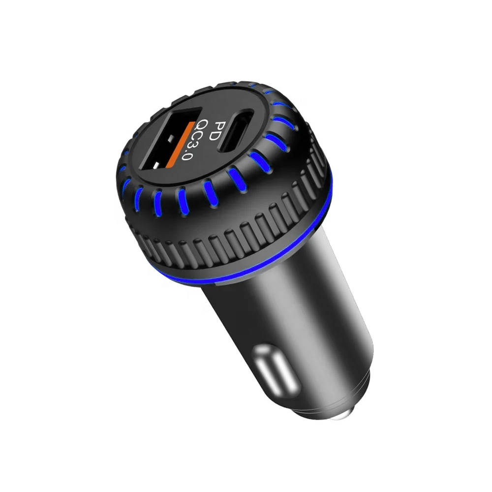 

PD Car Charger USB C 17W 2-Port Compact Fast Adapter Car Charger Dual USB Mobile Phone Car Charger, Black, white