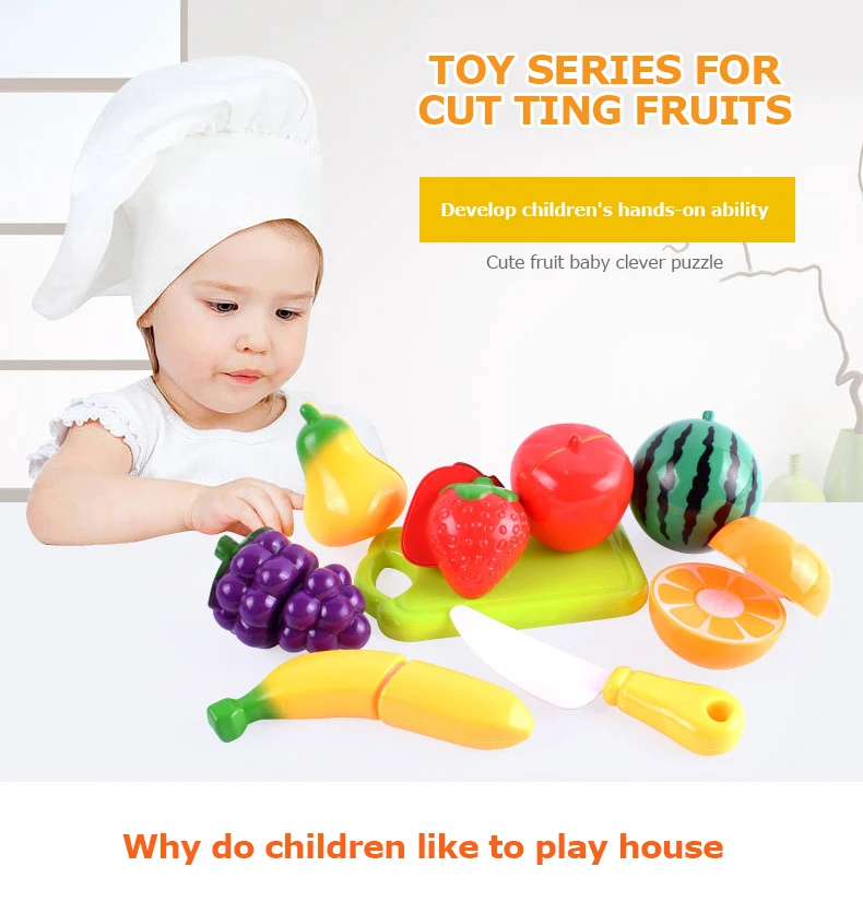 

Children's simulation kitchen play house cut fun taste puzzle fruit cut music toy 9 piece set