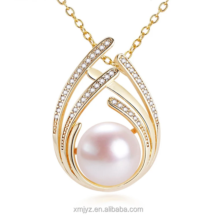 

Certified 11-12Mm Natural Freshwater Pearl Pendant Pearl Necklace 18K Gold-Plated Color Retention With Chain