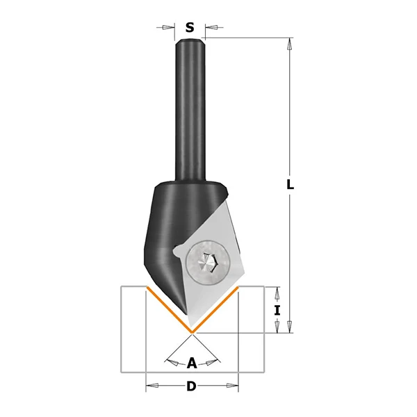 

V-GROOVING & SIGNMAKING ROUTER BITS WITH INDEXABLE KNIVES 90 degree