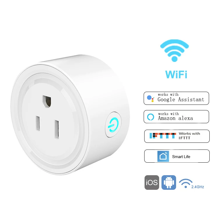 WIFI Smart Socket Power Indicator Plug Home Automation Tuya APP Control Mini Smart Socket US Support Amazon Alexa & Google Home