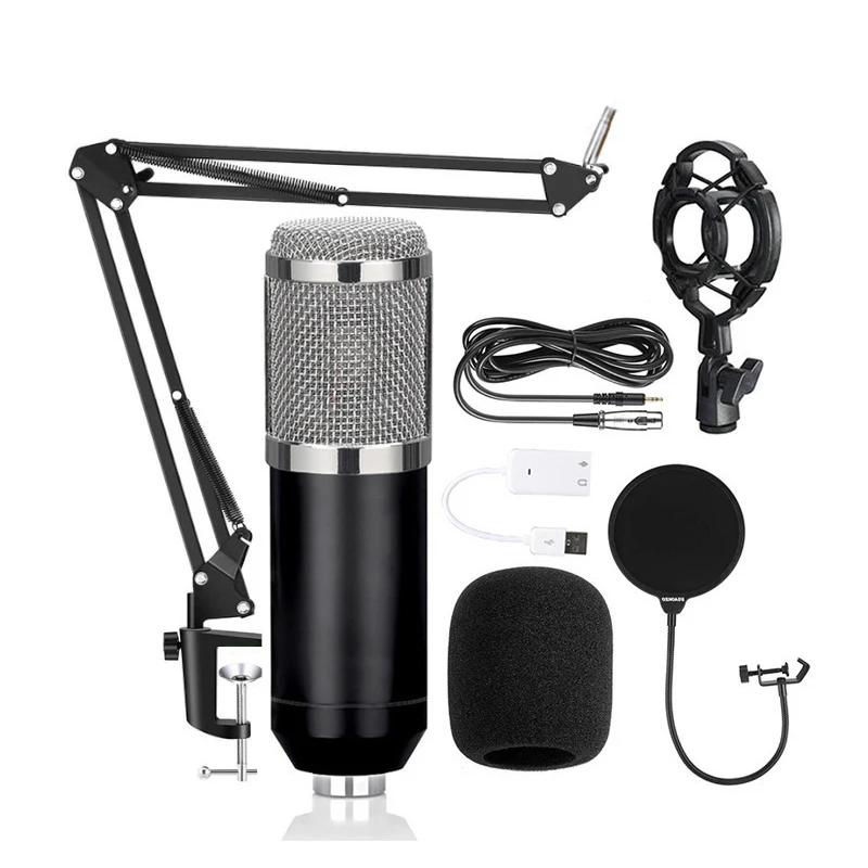 

Professional BM-800 Set Studio Recording Broadcasting Condenser Microphone for Live Streaming, Black gold