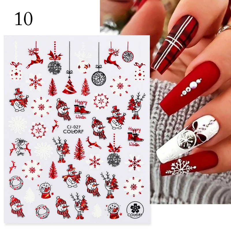 

3D Christmas Snowflake Nail Decal Laser Bronzing Snowflake Elk Nails Sticker Nail Art Stickers Decoration