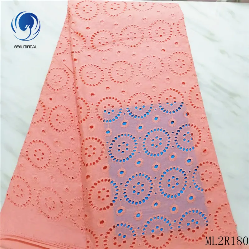 

Beautifical peach polish fabrics dry lace fabric swiss voile lace austria ML2R180, Customized