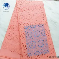 

Beautifical peach polish fabrics dry lace fabric swiss voile lace austria ML2R180