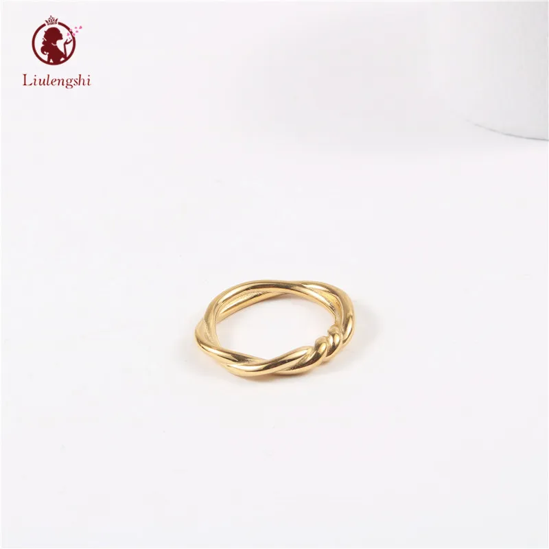 

Luxury 18K Gold Plated Stainless Steel Geometry Double Circles Twist Ring High Quality Polished Double Round Circle Ring