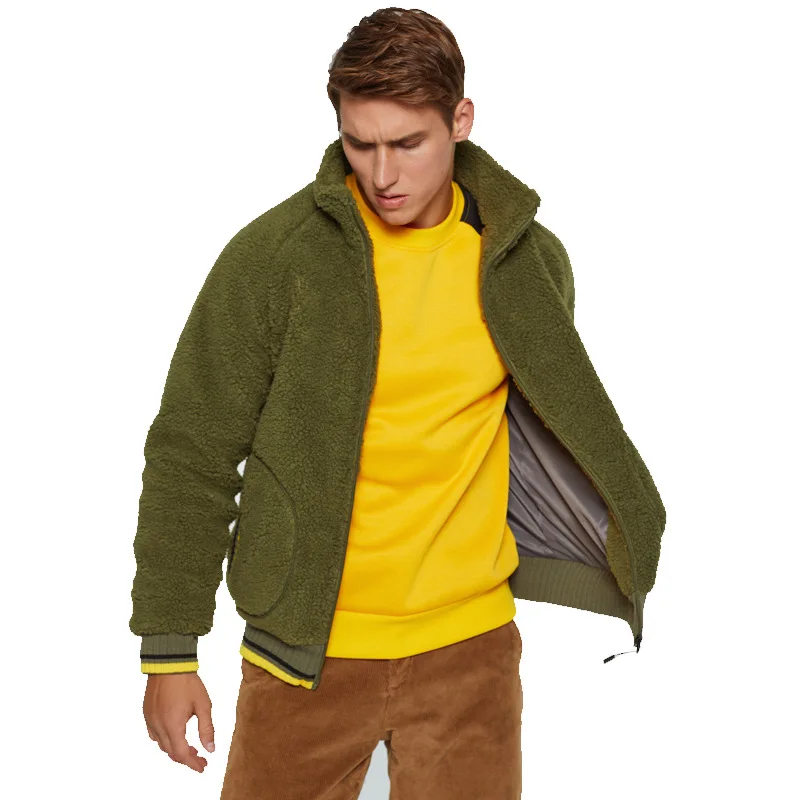 

2021 Solid Color Stand Collar Cardigan Men Hoodie Custom Sweater Men Loose Fit Fleece Jacket Sweatshirt, Customized color