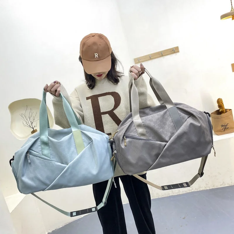 

Luxury Pattern 7 Colors Removable Shoulder Strap Dry Wet Separation Large Wide Webbing Women Gym Tote Bag with Shoe Compartment