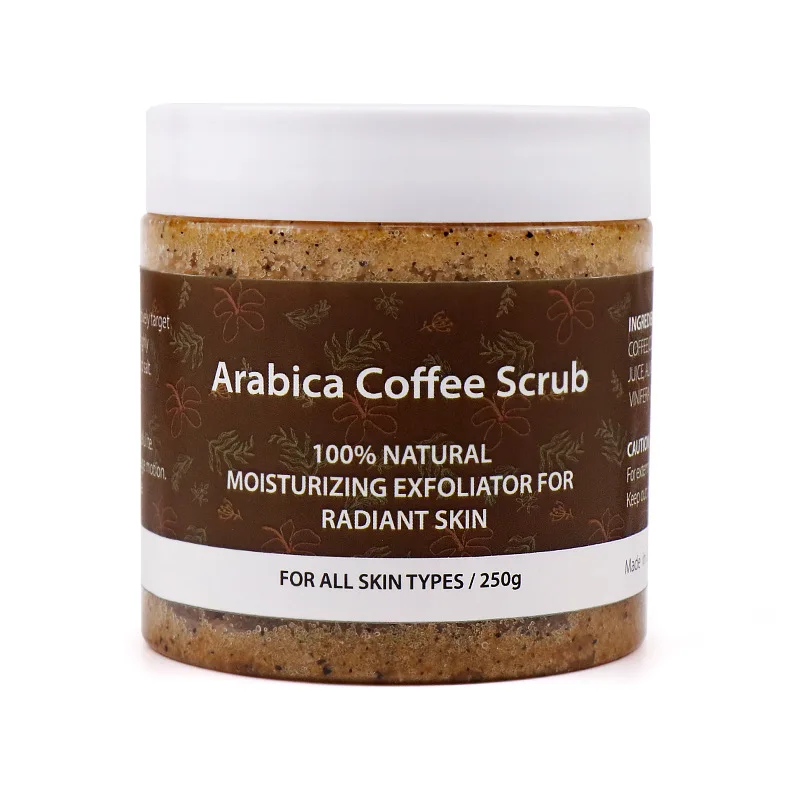 

100% Natural Arabica Coffee Body Scrub Dead Sea Salt For Exfoliating Whitening Moisturizing Deep Cleaning Coffee Body Scrub 250g, Brown