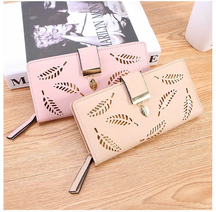 

Custom gold leaf Women Long Purse Trifold Clutch Design Wallet OEM&ODM, Colorful