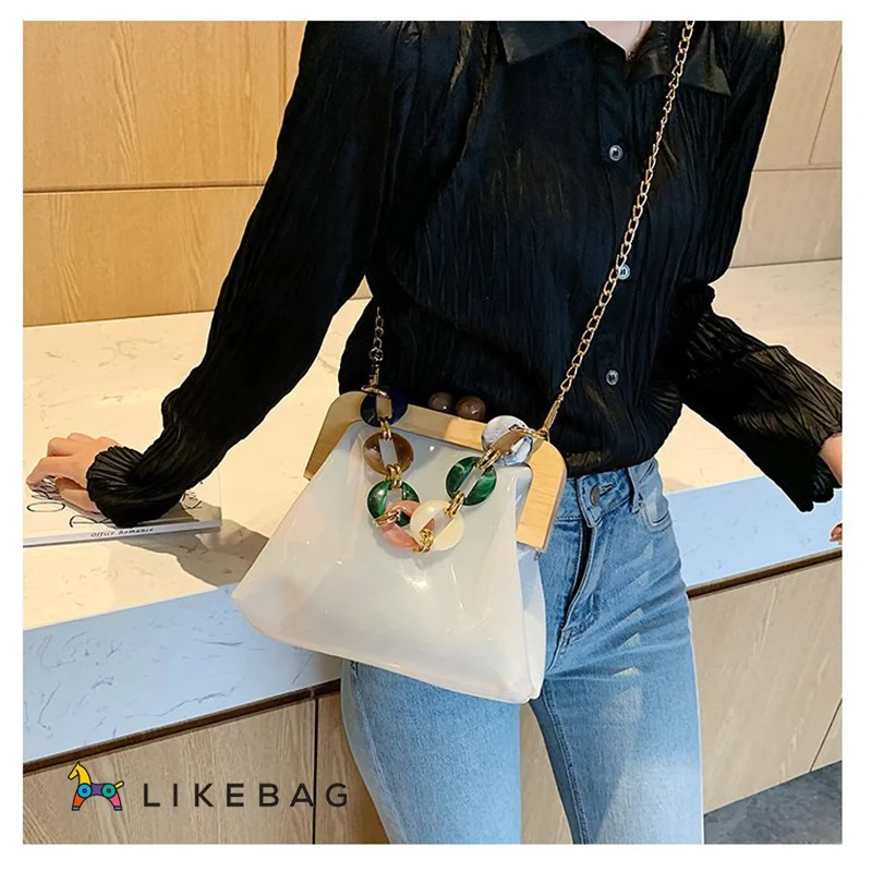 

LIKEBAG new product hot selling fashion jelly messenger bag with metal hardware decoration