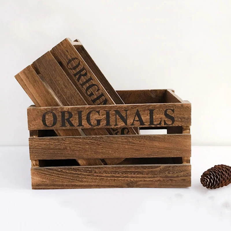 

Wholesale custom vintage solid wood storage baskets for fruit, beer, Wood color