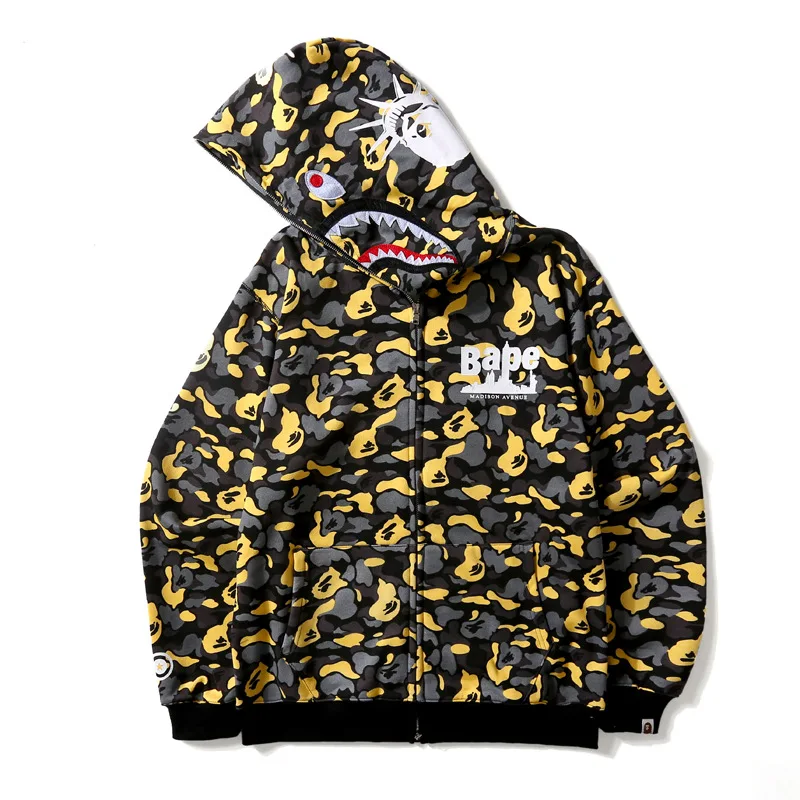 

Hot Sale Fashion Street Wear Bape Ape Shark Camo Men Hoodie Full Zipper Unisex Hoodie Bape Jacket