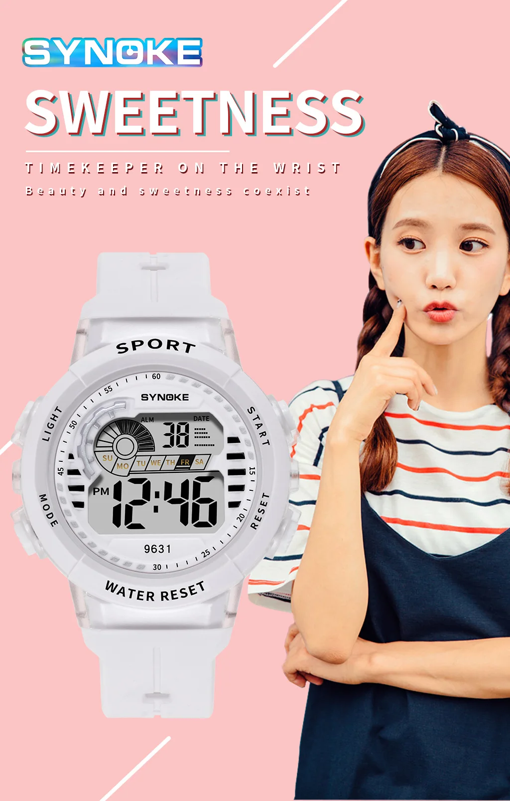 SYNOKE children cute watches 9631 silicone PU band kids gift watch waterproof watches