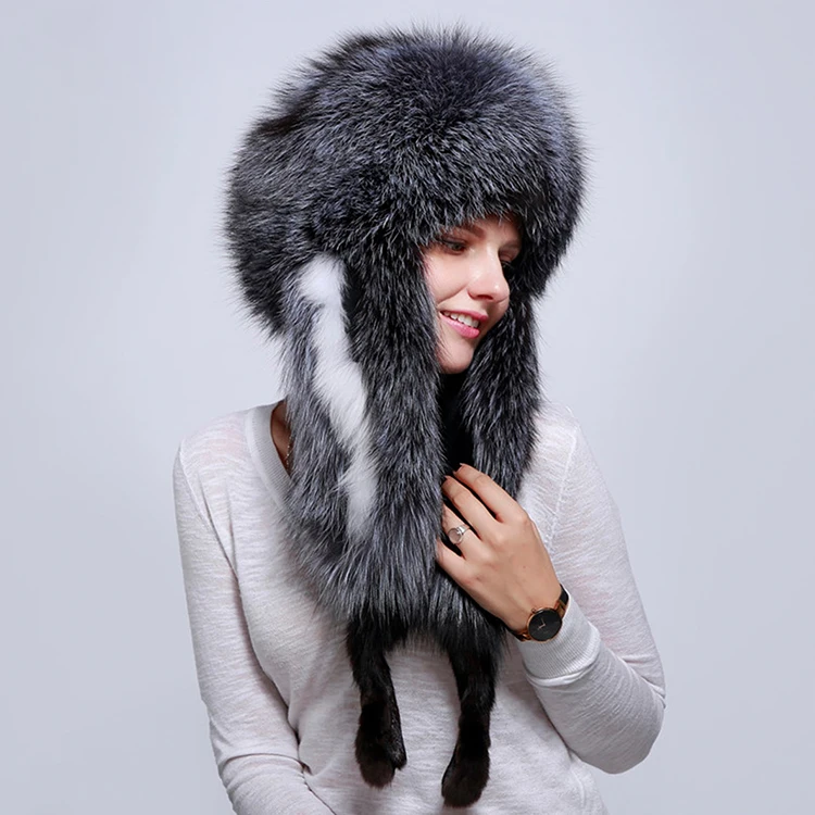 宽品种狐狸毛皮帽子妇女帽子与真正的毛皮毛皮帽子