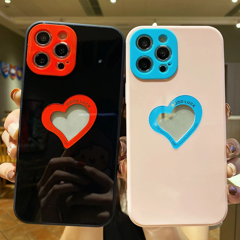 

Heart shaped phone case for iphone case camera protector funky color phone case cover for iphone 7 8 plus 11 12 series, 5 colors