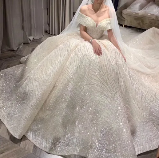 

Robe De Marie Plus Size Beaded Sequins Tailing Wedding Dress Ball Gown White Sweetheart Wedding Gowns 2021 Bridal Dresses