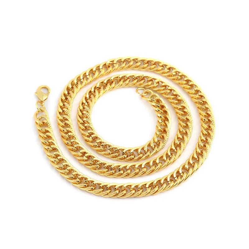 

Popular Cuban Hip Hop Embossed Iron Three Color Necklace Link Simpleness Chain Choker For women men necklace Jewelry Party Gift