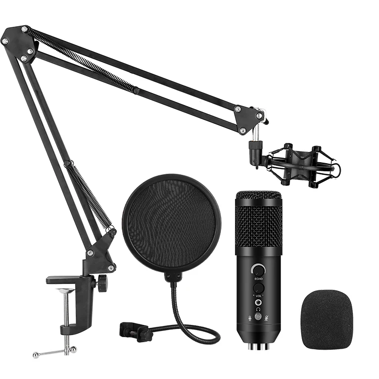 

kinscoter High sensitivity F500 professional set podcast recording electret studio microphone condenser pc on live