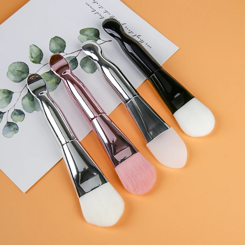 

High quality double head beauty cosmetics professional makeup mask brush set with scooping and apply in one brush, Customized color