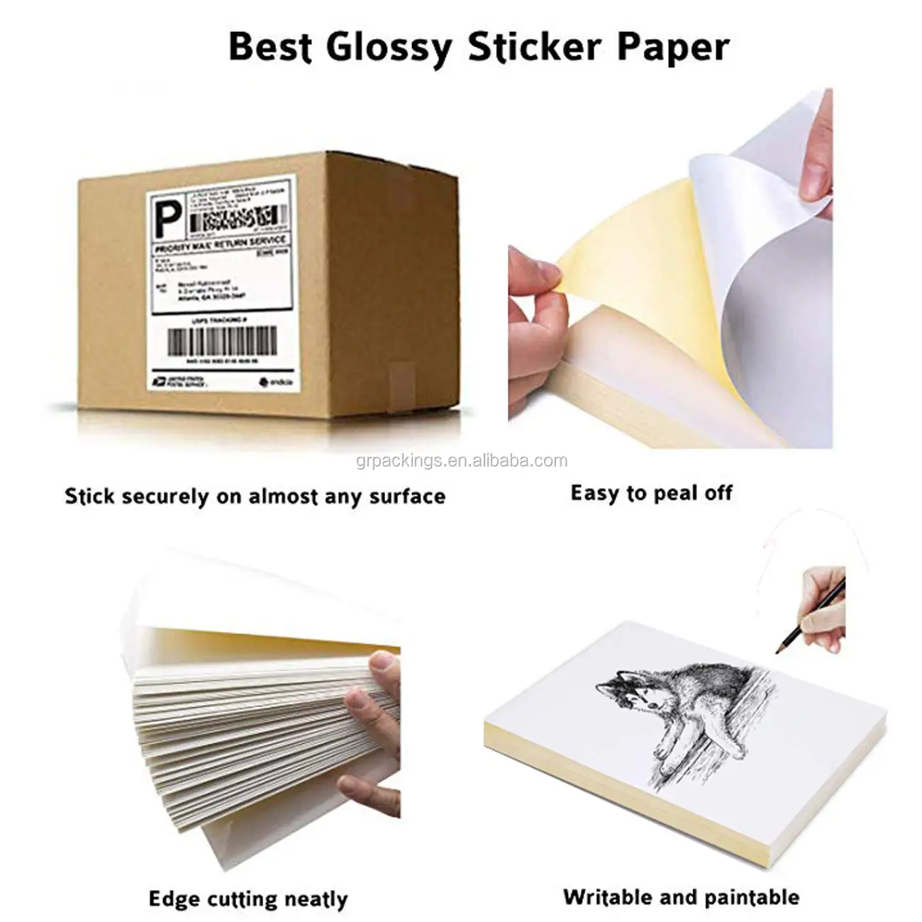 Quality A4 White Sheets Self Adhesive Sticky Sticker Label Printing Matt Paper 