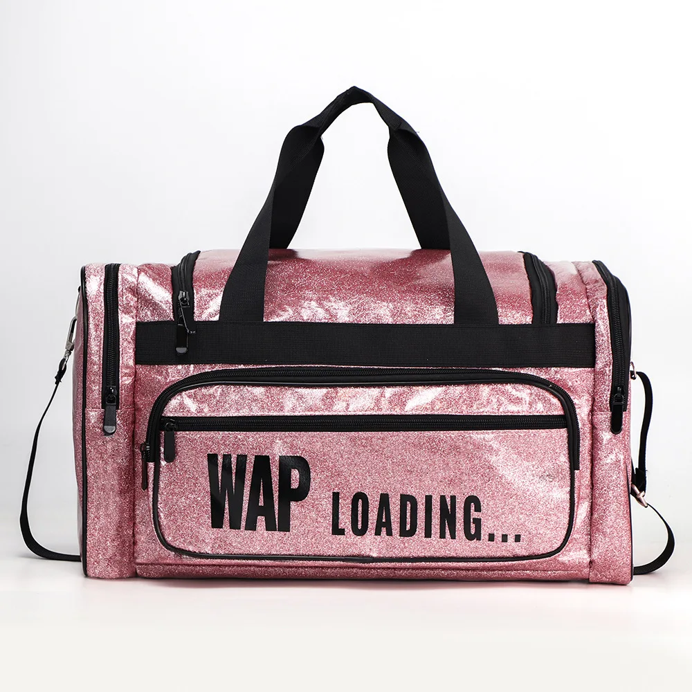 

Custom Spend A Night Overnight Bag Duffle Wap Loading Bling Bling Pink Travel Tote Duffle Luggage Bag Glitter Gym Yoga Bag, Customizable