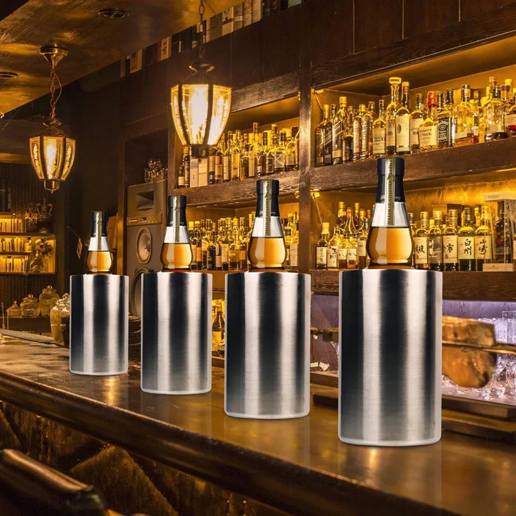 Large Stainless Steel Double Wall Wine Cooler Bucket Stemless Holder Wine Chiller Bucket Insulated Champagne Beer Ice Bucket 