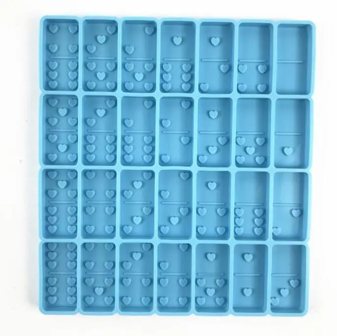 

DIY Heart type Dominoes Game Play Epoxy Resin Mold Silicone Dominoes Casting Molds, Customized color for diy dominoes epoxy resin mold
