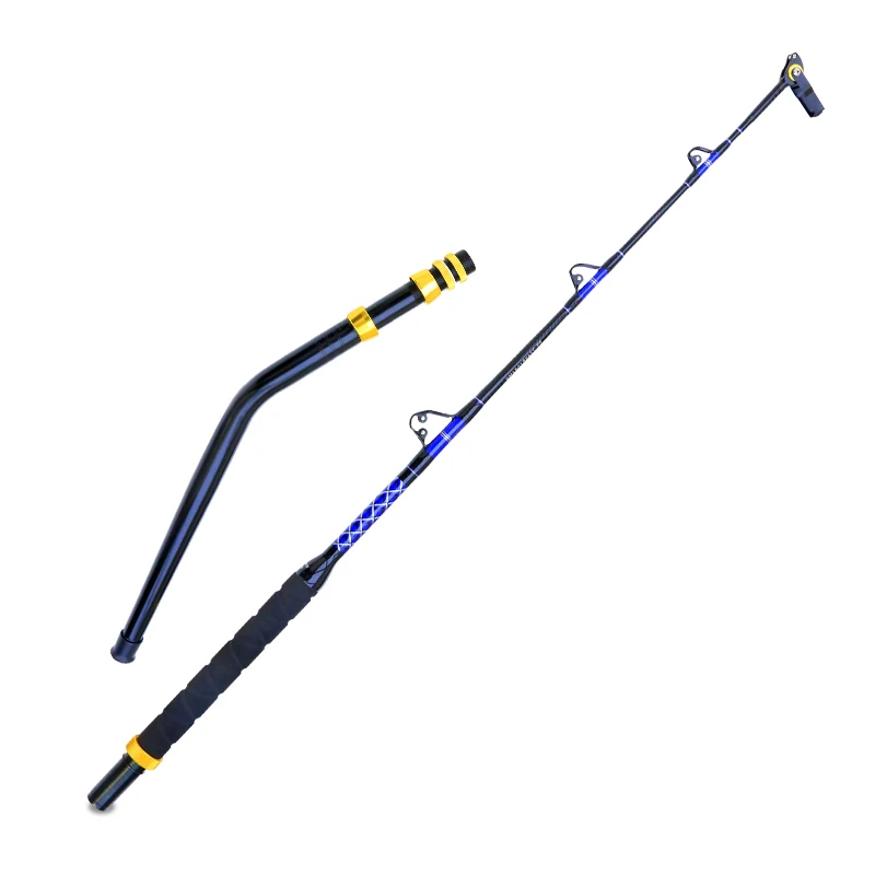 Swivel Tip Trolling Rod Bent Butt 130LBS Boat Fishing Rod Roller Guides Tuna Pole Deep Sea Big Game Trolling Rod for Saltwater