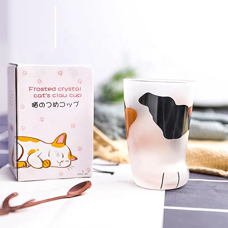 

2021 New Design Cat Paw Glass Coffee Mug Cup Lover Gift