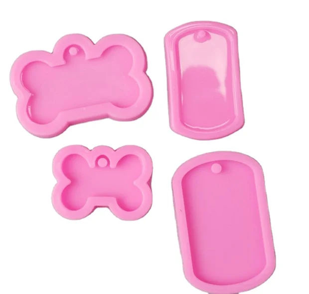 

4pcs Dog Tags Pendant Resin Casting Mold Kit Silicone Military Bone Shape Tag Pendant Keychain Mold