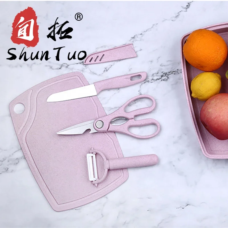 

SHUNTUO colorful non stick peeler scissors fruit knife ceramic kitchen knives with knife block, Customerized product