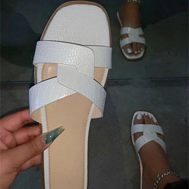 

Sexy leather stitching cross design ladies slippers high quality sandals