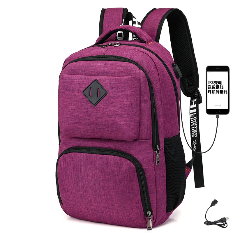 

Trending College School Bags backpack for boys USB Charger Back pack High Senior Students Backpack With USB Port, 4 colors or customized