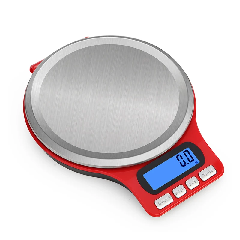 

Amazon Hot Sale 0.1g Accuracy Electronic Kitchen Scale Stainless Steel Plate Digital Nutrition Food Scale, Red