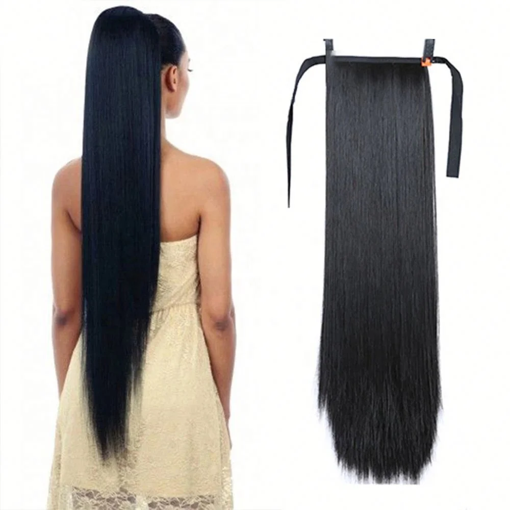 

Hair Extension Wrap Around Hairpiece Lace-Up Style Long Silky Straight Braid For Women, Colors