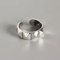 

Personalized Minimalist geometric rivet design punk adjustable women's ring silver 925