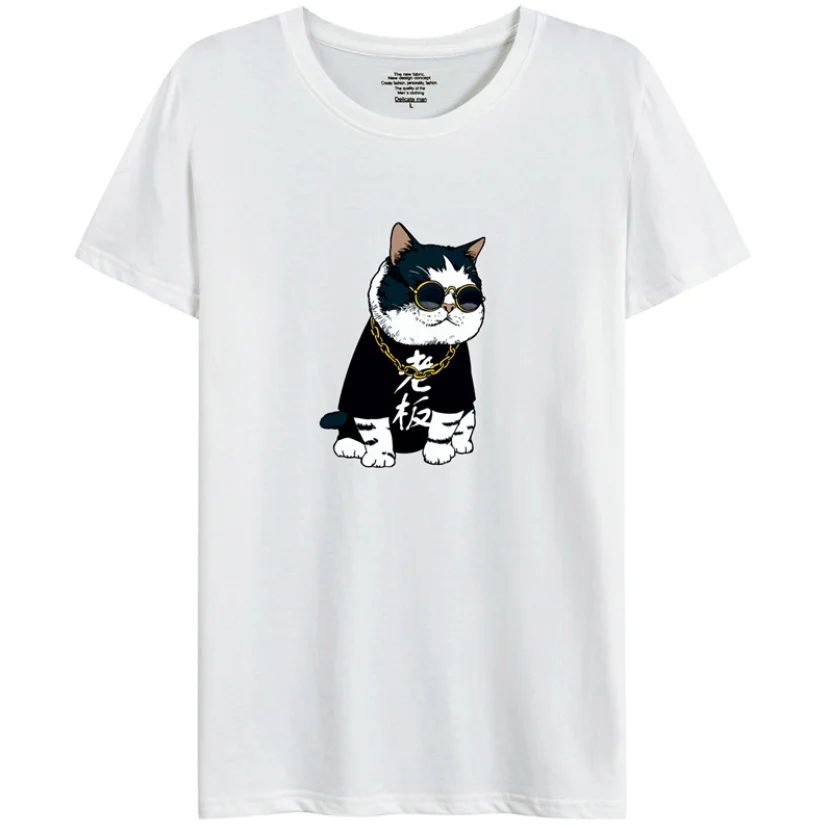 

men white summer mens quality t shirt fashion tshirt 2021 with cat printing