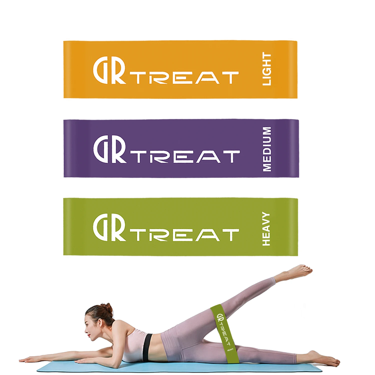 

In stock Exercise Latex Stretch Resistance Bands, Elastic Resistance Loop Band, Green,orange and purple