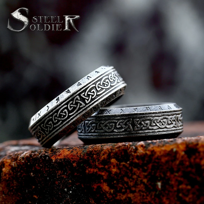 SS8-R212 steel soldier Nordic vintage Viking alphabet Kilt titanium ring simple fashion fashion jewelry rings